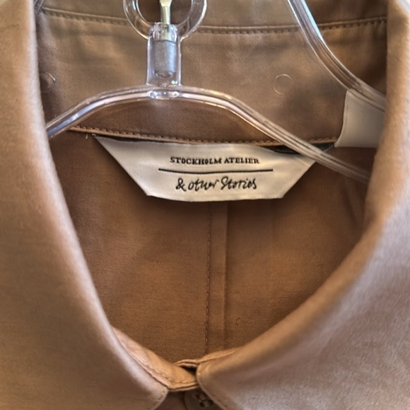 & Other Stories Workwear Boilersuit Tie Waist Straight Leg Jumpsuit Beige Sz4 - Picture 6 of 11